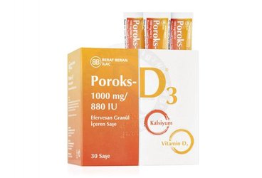 POROKS-D3 1000 MG/880 IU EFERVESAN GRANÜL İÇEREN SAŞE, 30 AADET