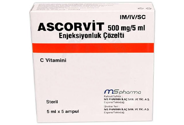 ASCORVİT 500MG/5ML ENJEKSİYONLUK ÇÖZELTİ, 5 AMPUL
