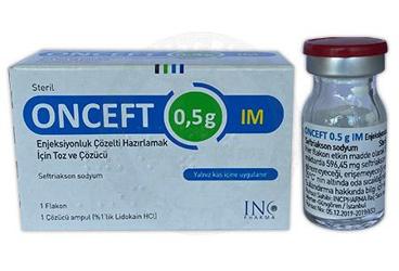 ONCEFT 0.5 G IM ENJEKSİYONLUK ÇÖZELTİ HAZIRLAMAK İÇİN TOZ VE ÇÖZÜCÜ, 1 ADET FLAKON+1 ADET ÇÖZÜCÜ AMPUL