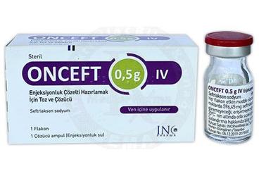ONCEFT 0.5 G IV ENJEKSİYONLUK ÇÖZELTİ HAZIRLAMAK İÇİN TOZ VE ÇÖZÜCÜ, 1 ADET FLAKON+1 ADET ÇÖZÜCÜ AMPUL