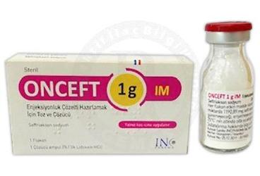 ONCEFT 1 G IM ENJEKSİYONLUK ÇÖZELTİ HAZIRLAMAK İÇİN TOZ VE ÇÖZÜCÜ, 1 ADET FLAKON+1 ADET ÇÖZÜCÜ AMPUL