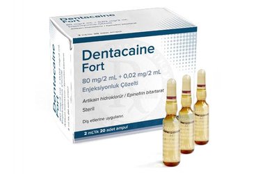 Dentacaine Fort 80 mg/2 ml+0,02 mg/2 ml Enjeksiyonluk Çözelti (20 adet)