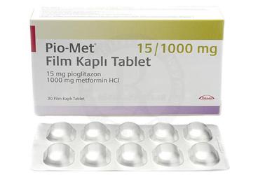 PIO-MET 15/1000 MG FILM KAPLI TABLET, 30 ADET