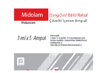MIDOLAM 15 MG/3 ML IM/IV/REKTAL ÇÖZELTI IÇEREN AMPUL , AMPUL, 5 ADET