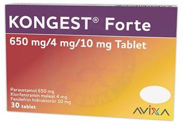 KONGEST FORTE 650 MG/4 MG/10 MG TABLET, 30 ADET