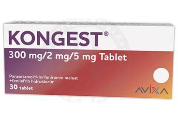 KONGEST 300 MG/2 MG/5 MG TABLET, 30 ADET