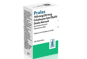 PRALAS 100 MCG/20 MCG İNHALASYON İÇİN ÇÖZELTİİÇEREN ÖLÇÜLÜ DOZLU AEROSOL, 1 ADET