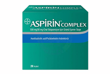 ASPIRIN COMPLEX 500 MG/30 MG ORAL SUSPANSIYON ICIN GRANUL ICEREN SASE, 20 ADET