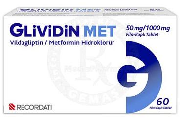GLİVİDİN MET 50 MG/1000 MG FİLM KAPLI TABLET , 60 ADET