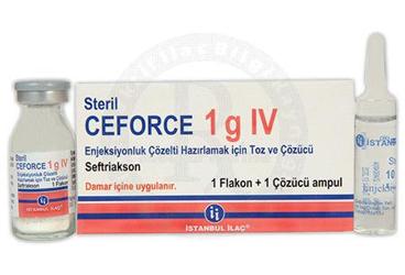CEFORCE 1 G IV ENJEKSİYONLUK ÇÖZELTİ HAZIRLAMAK İÇİN TOZ VE ÇÖZÜCÜ, 1 ADET FLAKON+1 ADET ÇÖZÜCÜ AMPUL