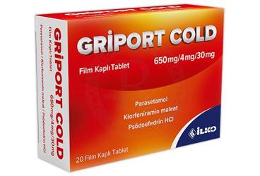 GRİPORT COLD 650 MG/4 MG/30 MG FİLM KAPLI TABLET, 20 ADET