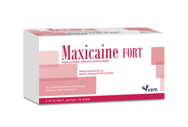 MAXİCAİNE FORT 80MG/2ML+0,02MG/2ML ENJEKSIYONLUK ÇÖZELTİ İÇEREN AMPUL, 20 ADET